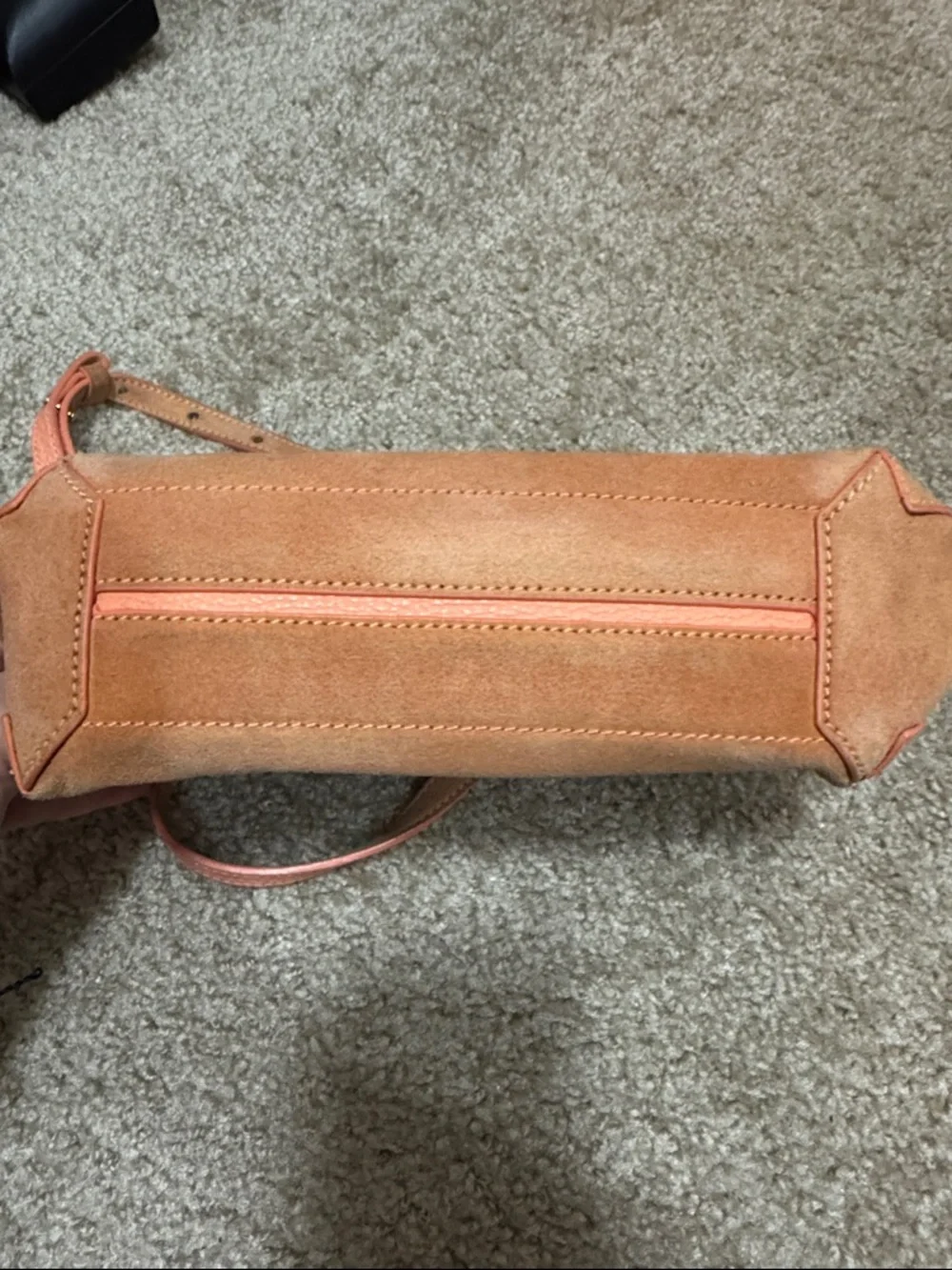 Coccinelle Suede Pink Shoulder Bag with Gold Turn-Lock - Picture 5 of 6